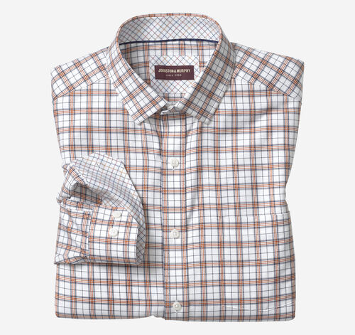 Premium Cotton Shirts - Rust/Navy Double Windowpane