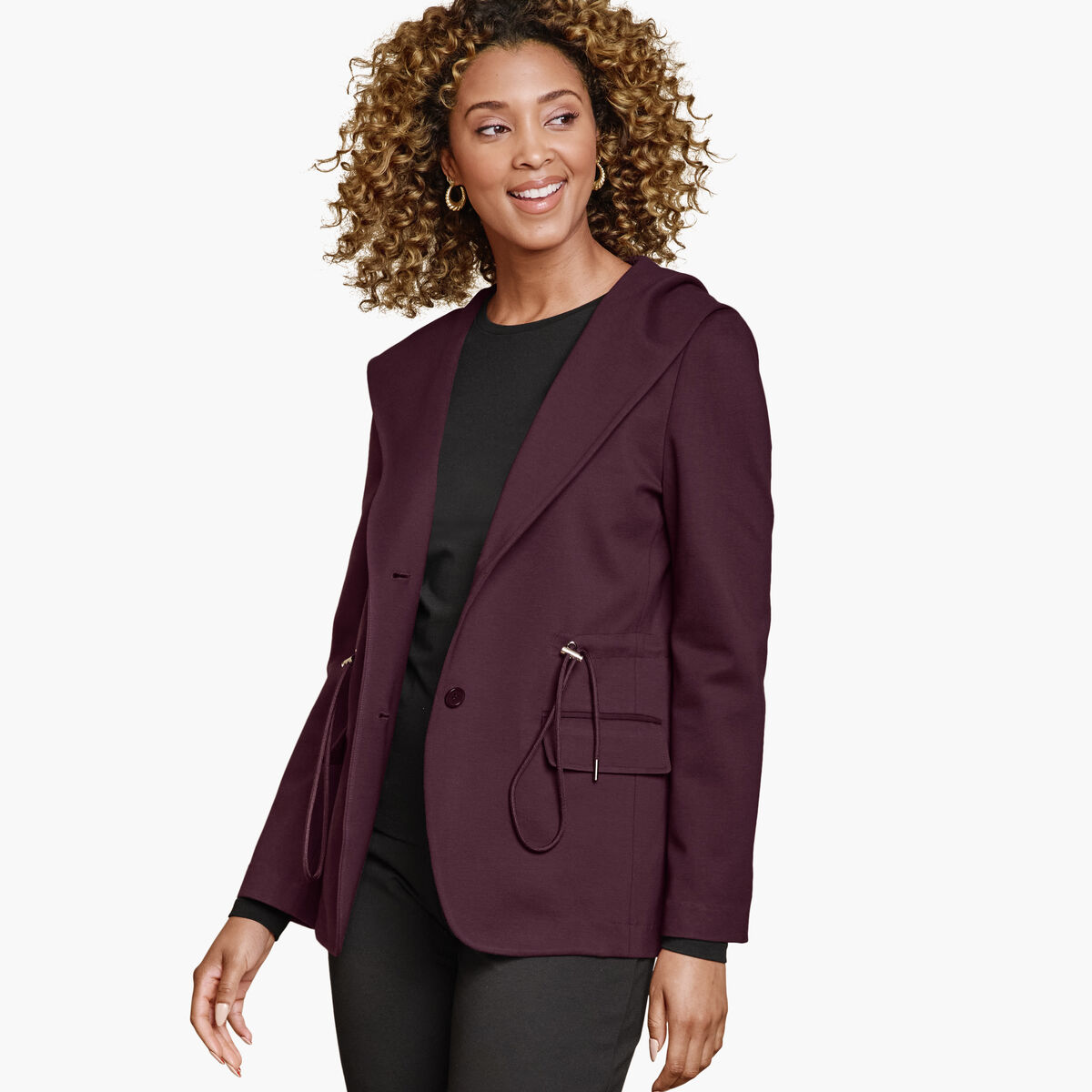XC Flex&reg; Shawl-Collar Blazer with Hood image number null