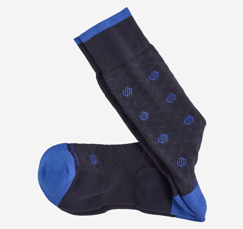 First in Comfort Socks - Navy Geo Hex