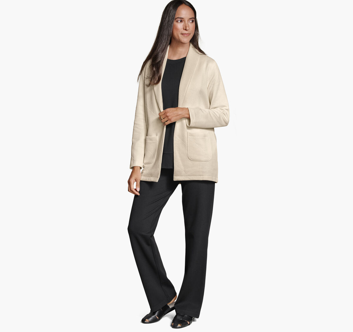 Diagonal Quilted Shawl-Collar image number null