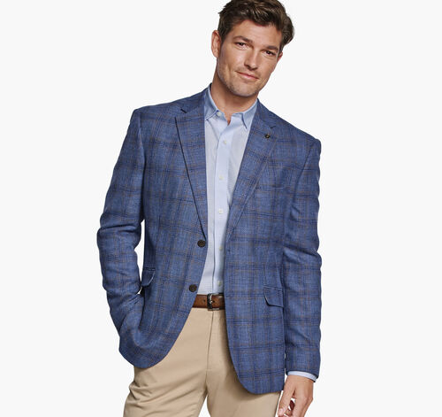 Townsend Dress Blazer - Navy Textured Plaid