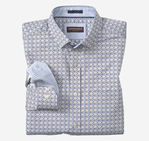 Printed Cotton Shirt - Light Blue Tile