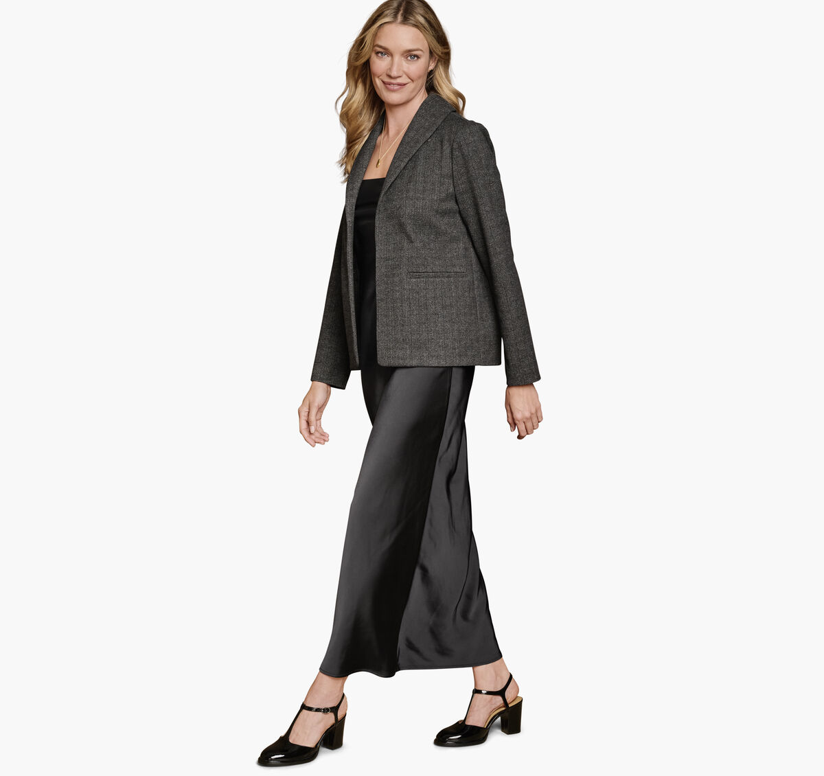 Shawl-Collar Knit Blazer image number null