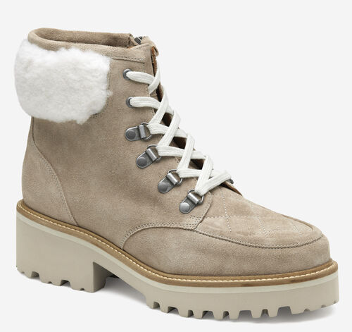 Emmalynn Quilted Hiker Boot - Taupe Suede/Shearling