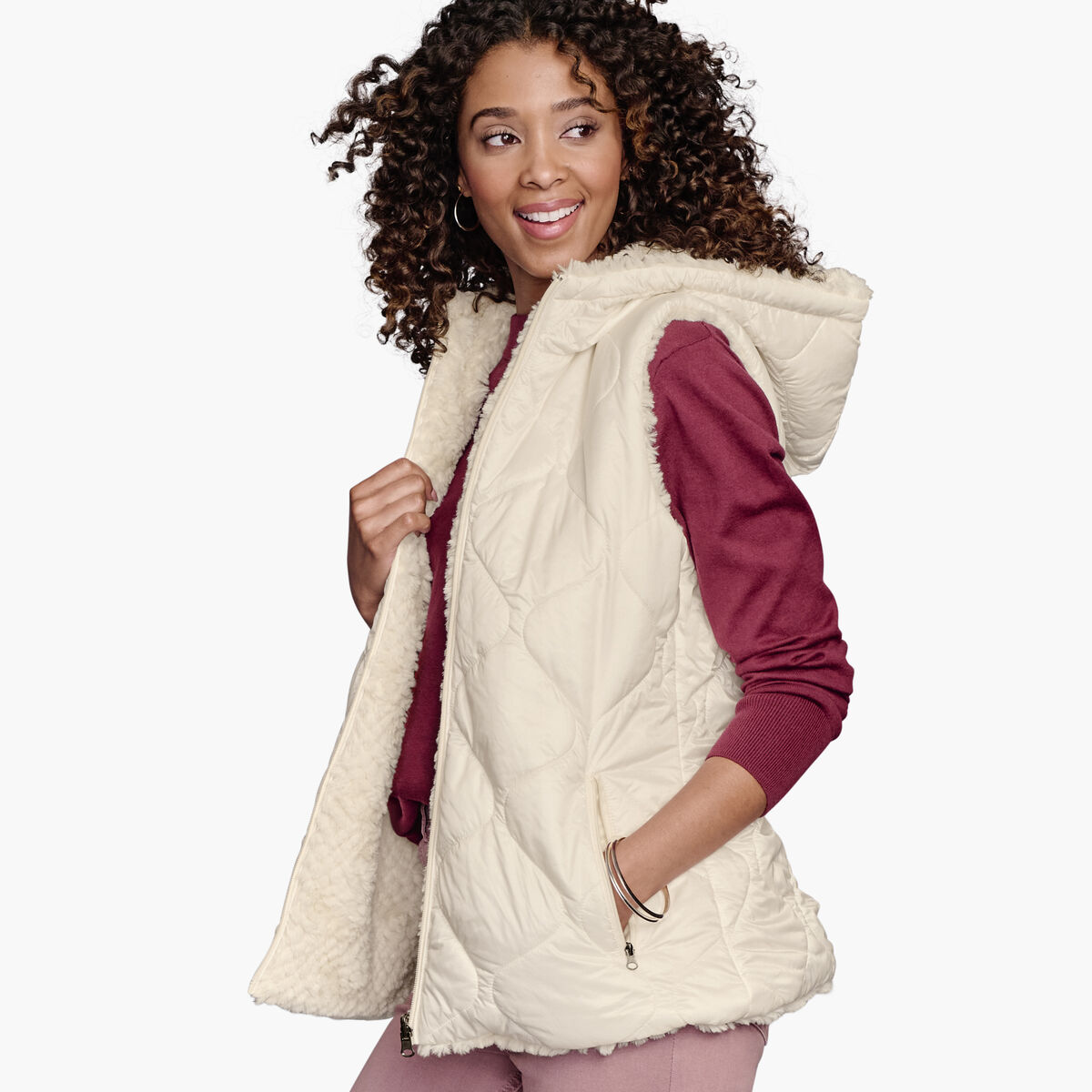 Reversible Faux-Fur Vest image number null