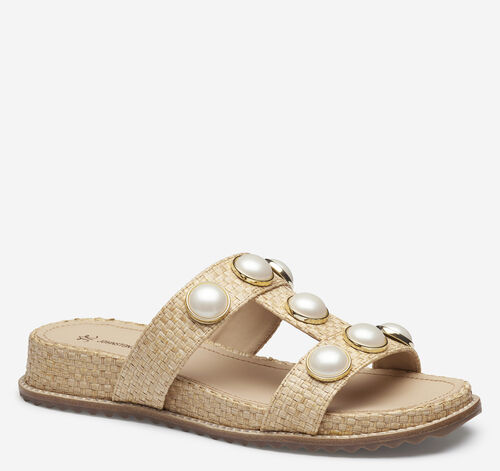 Chandler Embellished Slide - Natural Raffia