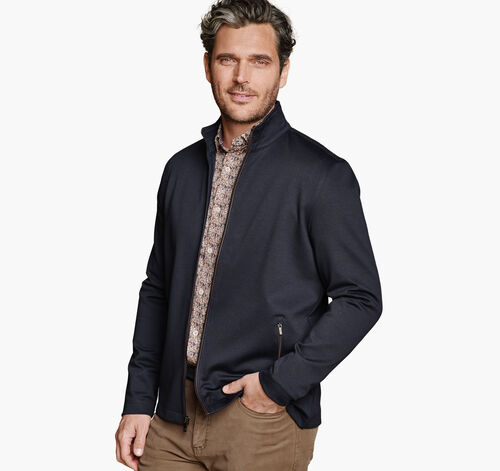 Textured Solid Full Zip - Navy