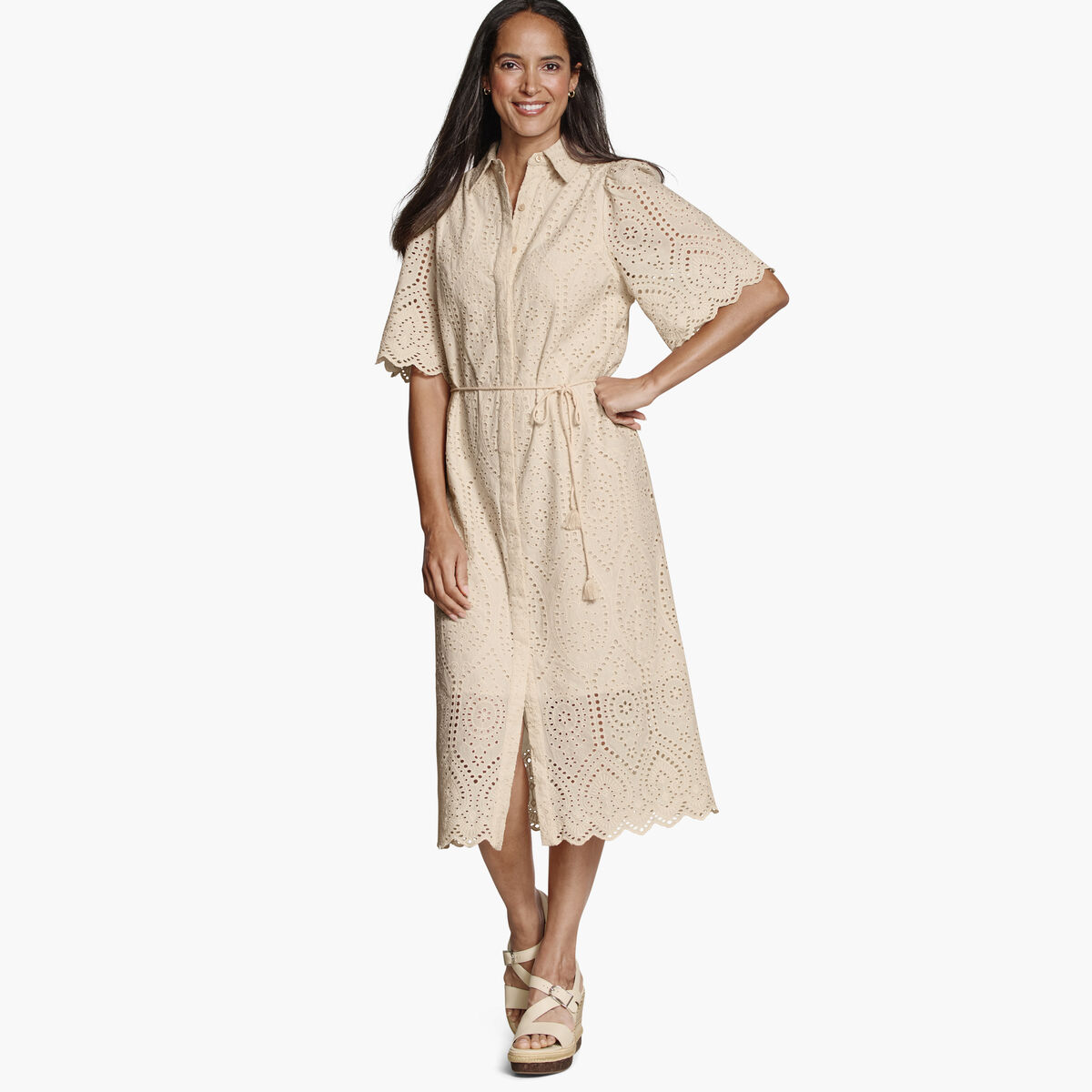 Flutter-Sleeve Eyelet Dress image number null