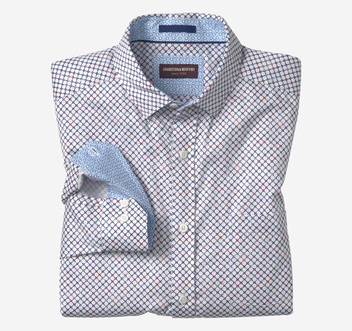 Printed Cotton Shirt - White/Multi Cross Link