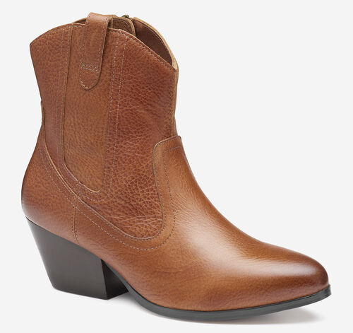 Tristen Western Bootie - Cognac Waterproof Full Grain