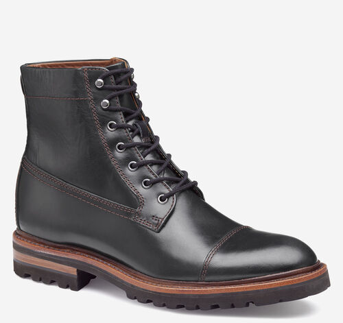 Dudley Lug Cap Toe Boot - Black Full Grain