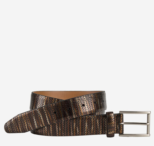 Herringbone Embossed Belt - Brown