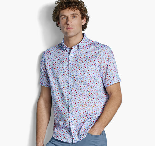 Logan Printed Short-Sleeve Shirt - Blue Multi Happy Hour