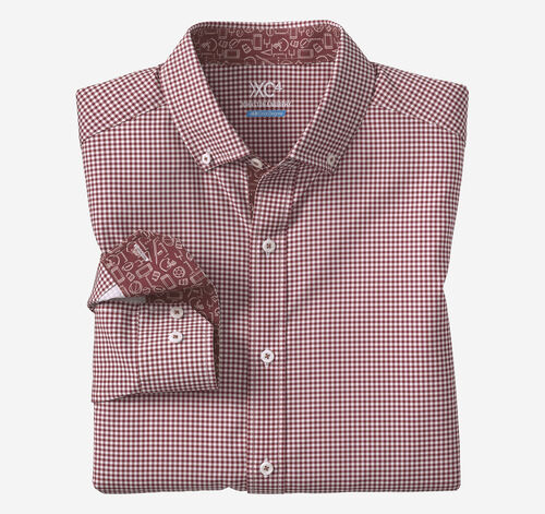 Game Day Long-Sleeve Gingham Shirt - Burgundy