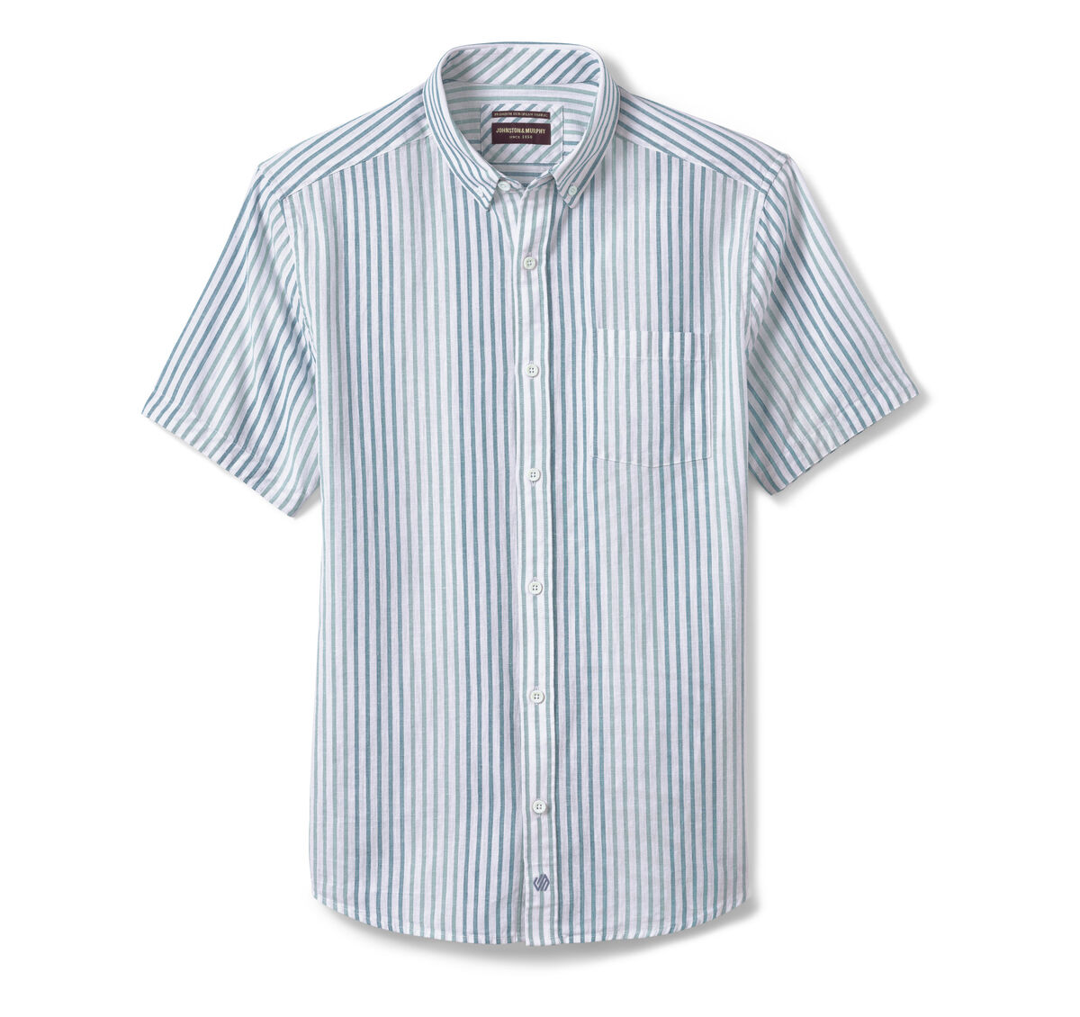 Cotton-Linen Short-Sleeve Print Shirt image number null