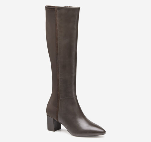 Vicki Tall Boot - Dark Brown Calfskin/Spandex