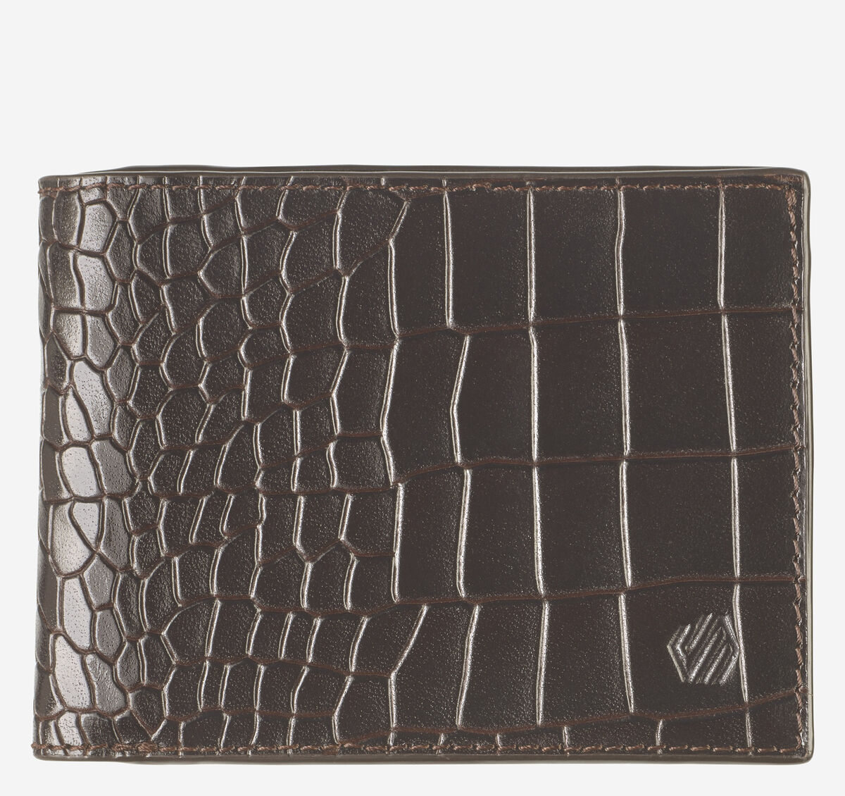 Croc-Embossed Leather Billfold Wallet image number null
