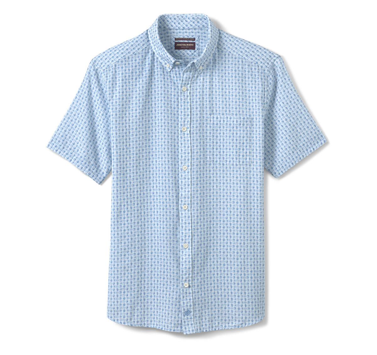 Cotton-Linen Short-Sleeve Print Shirt image number null