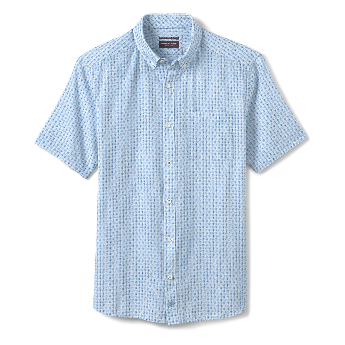 Cotton-Linen Short-Sleeve Print Shirt image number null