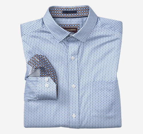 Printed Cotton Shirt - Blue Diamond Tile