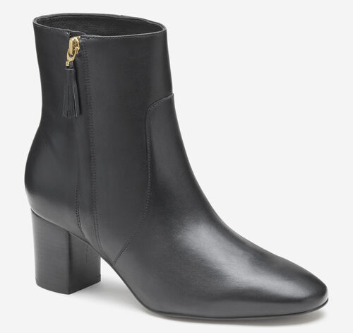 Eleanor Side-Zip Bootie - Black Calfskin