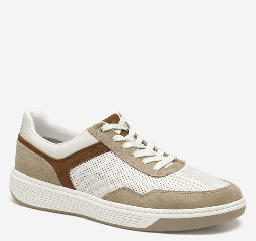 Dawson Moc Toe U-Throat - White Full Grain Leather/Taupe Suede