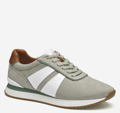 Morgan U-Throat Jogger - Sage Nubuck/White Croc-Embossed Full-Grain Leather