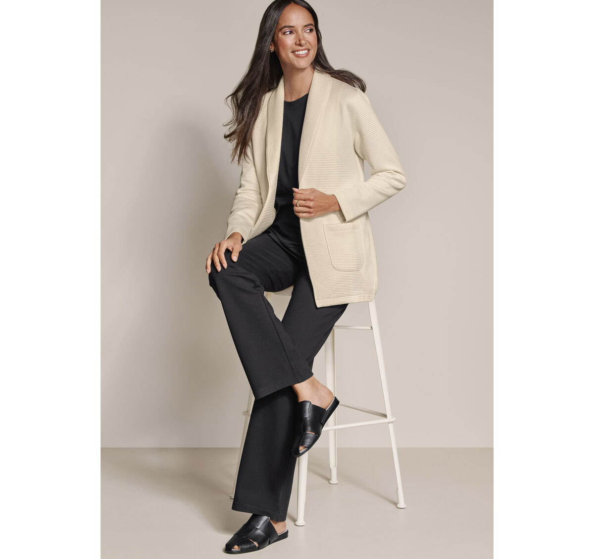 Diagonal Quilted Shawl-Collar image number null