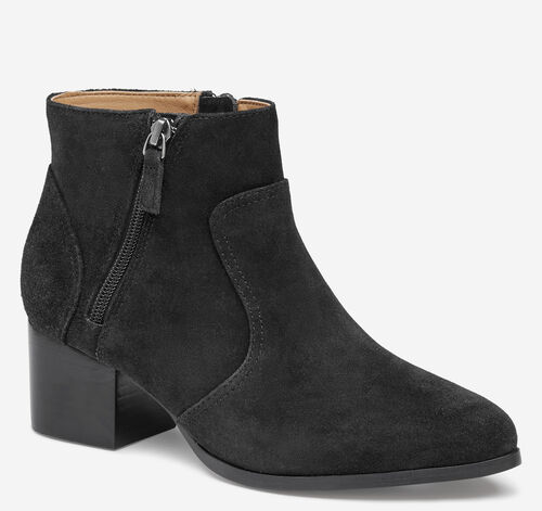 Trista Double-Zip Bootie - Black Suede