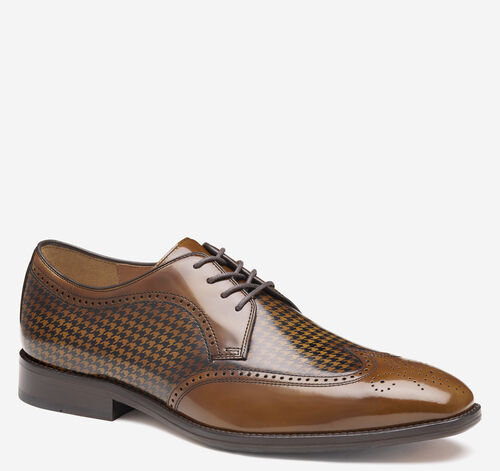 Sullivan Wingtip - Mahogany Brush-Off Houndstooth Calfskin