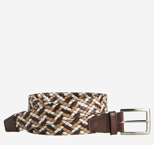Leather Woven Belt - Tan Multi