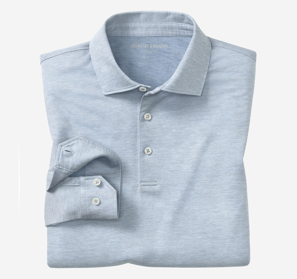 Herringbone Long-Sleeve Polo image number null
