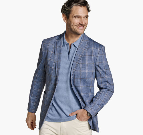 XC Flex&reg; Pinnacle Knit Blazer - Blue/Tan Shadow Plaid