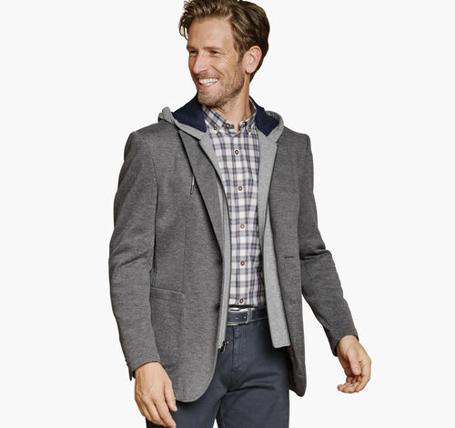 XC Flex® Knit Blazer with Removable Hooded Bib - Gray