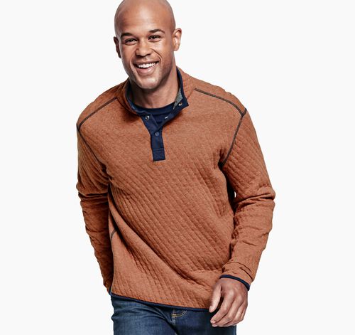 Reversible Quarter-Snap - Rust/Navy Heather