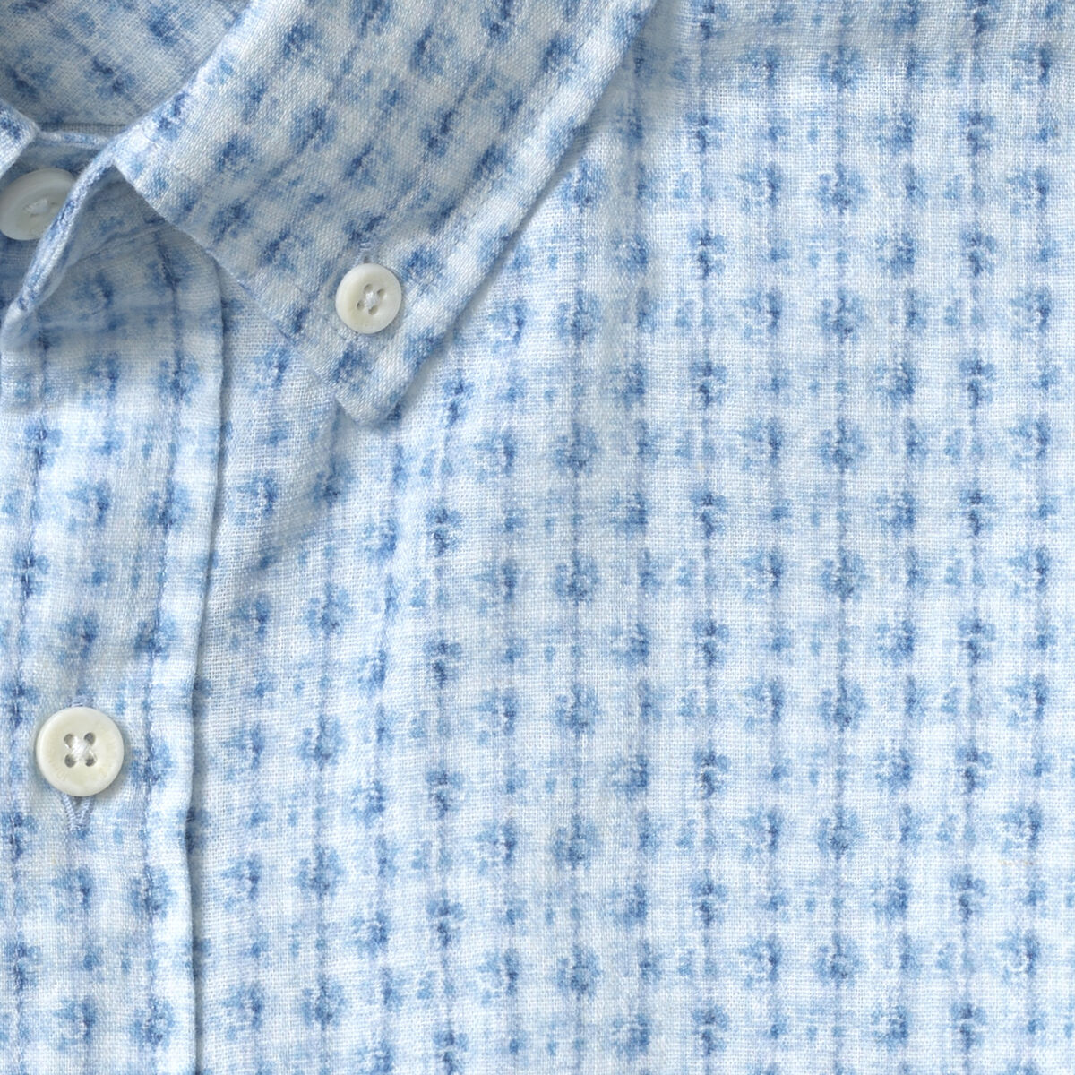 Cotton-Linen Short-Sleeve Print Shirt image number null