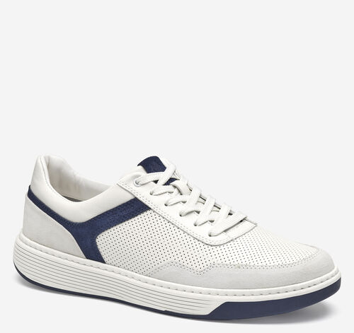 Dawson Moc Toe U-Throat - White Full Grain/Navy Suede