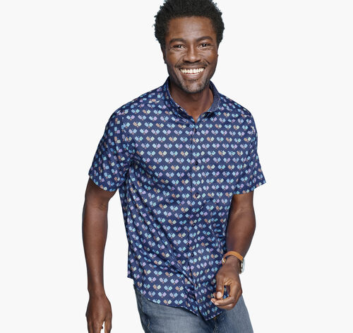 Printed Short-Sleeve Shirt - Navy Pickleball