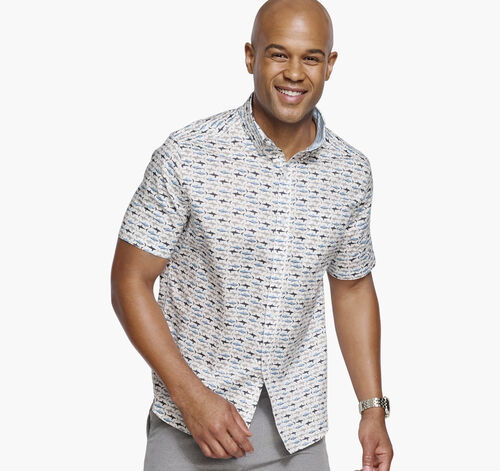 Printed Short-Sleeve Shirt - White/Blue Shark