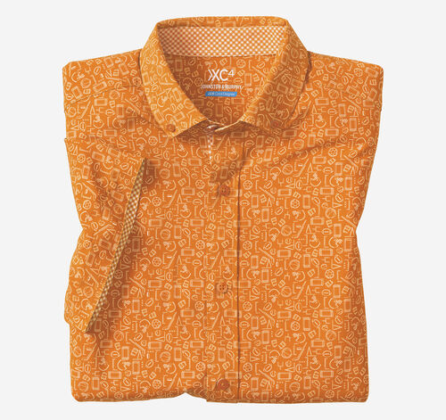 Game Day Short-Sleeve Multi-Sport Print Shirt - Orange