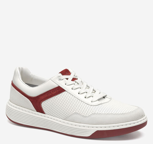 Dawson Moc Toe U-Throat - White Full Grain/Red Suede