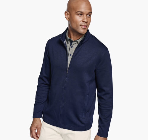 Solid Full-Zip Knit Jacket - Navy