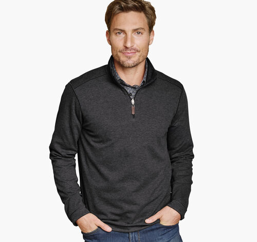 Icon Reversible Solid Quarter-Zip - Charcoal/Brown