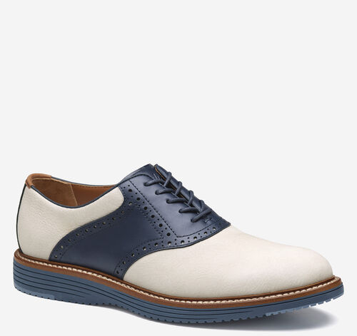 Upton Saddle - White Nubuck/Navy Full Grain