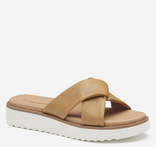 Mitzi Knotted Slide - Tan Glove Leather