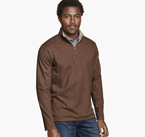 Icon Reversible Solid Quarter-Zip - Rust/Oatmeal