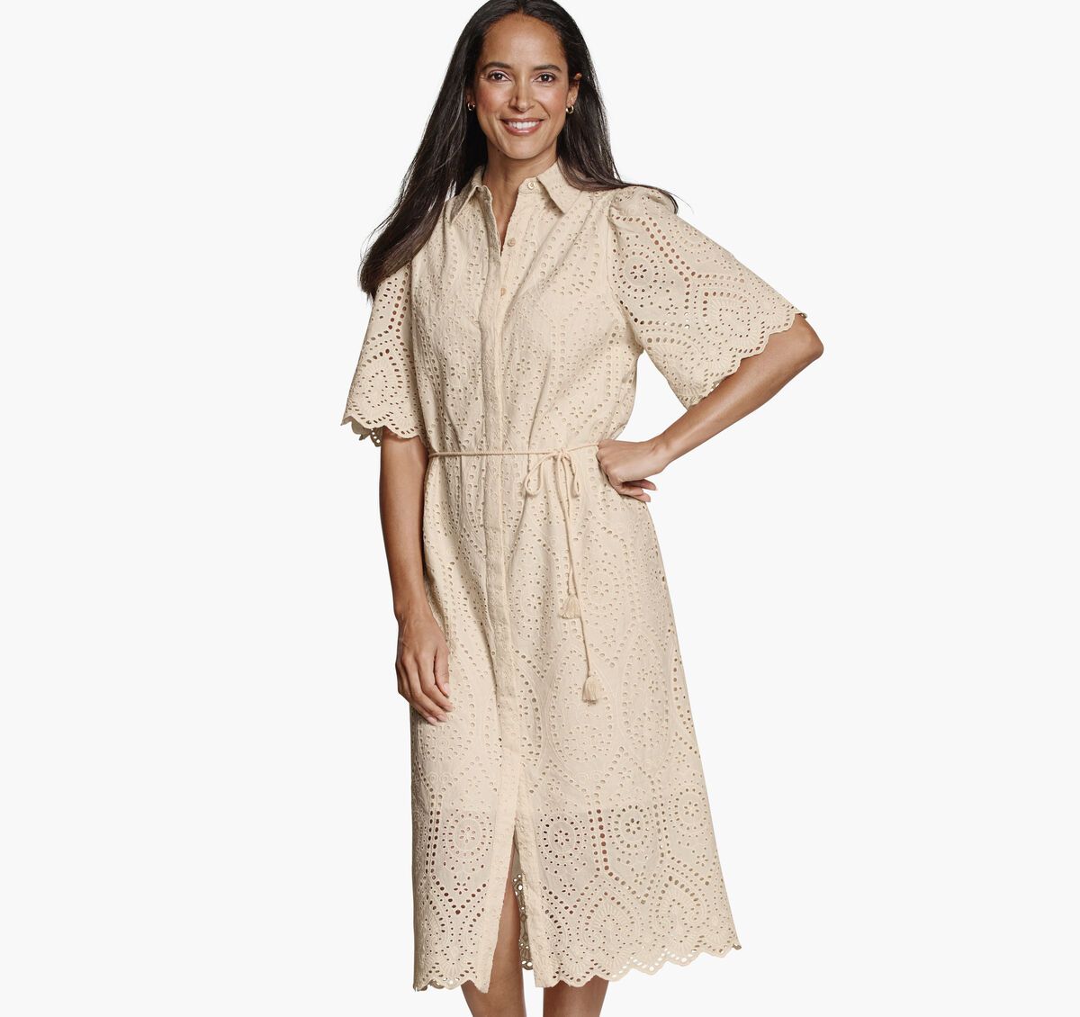 Flutter-Sleeve Eyelet Dress image number null