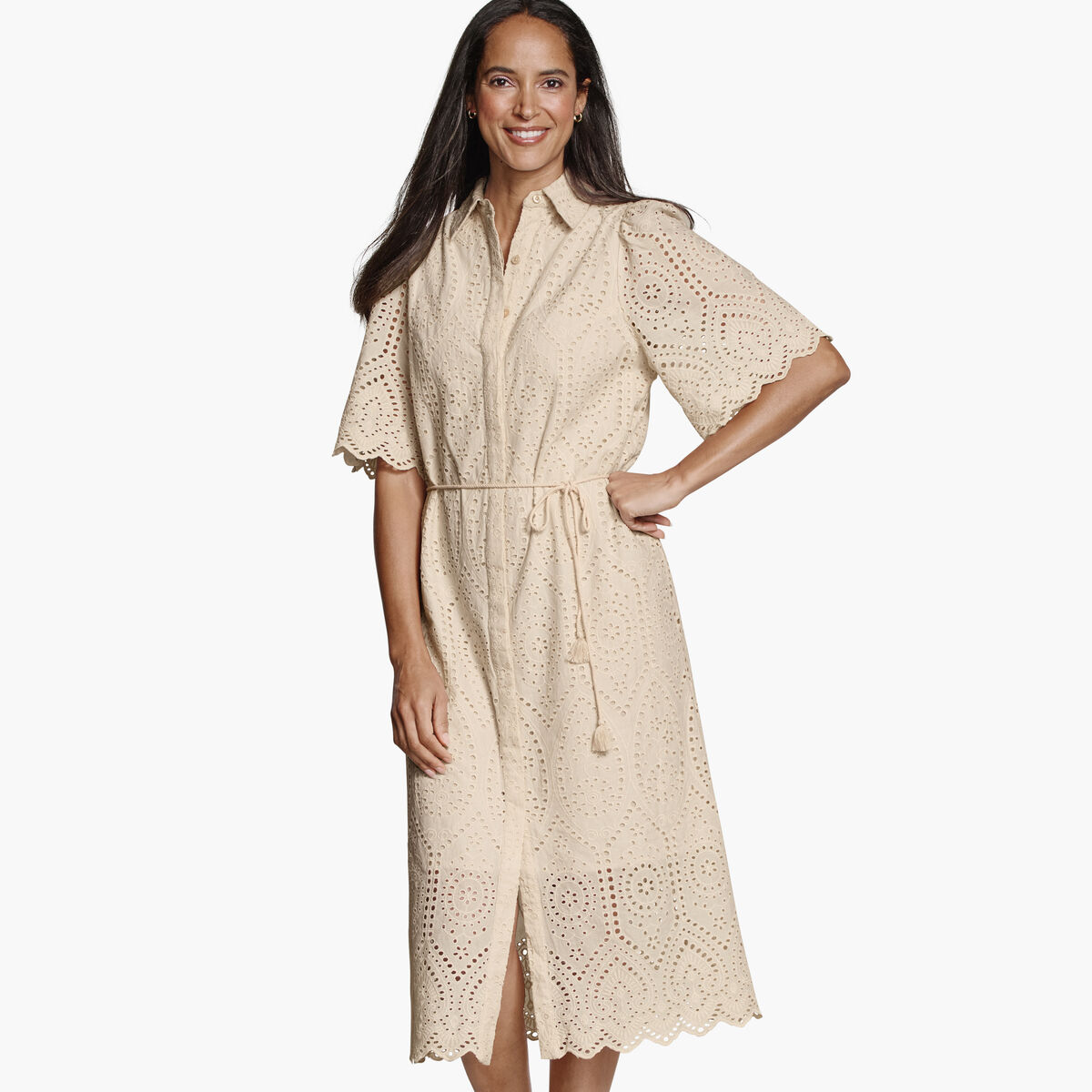 Flutter-Sleeve Eyelet Dress image number null