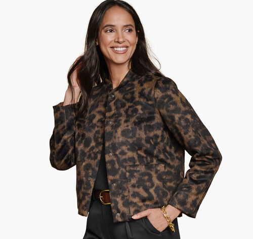 Brushed Leopard-Print Bomber - Black/Brown