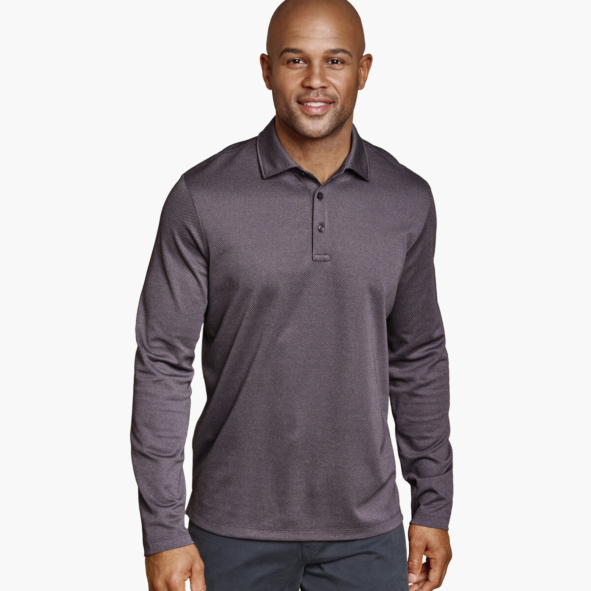 Knit Jacquard Long-Sleeve Polo image number null